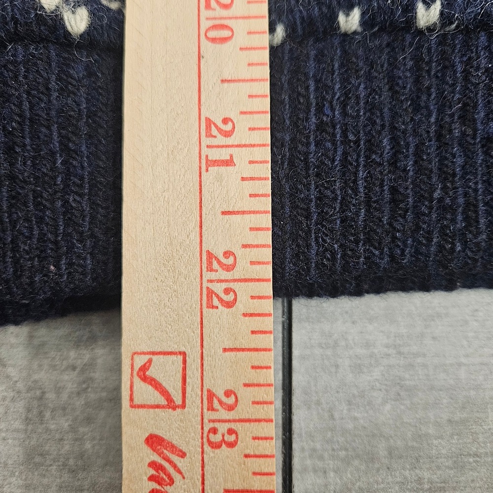 Vintage LL Bean Birdseye Sweater Navy Blue Wool Blend Norway Crewneck Med-Large - Picture 6 of 8